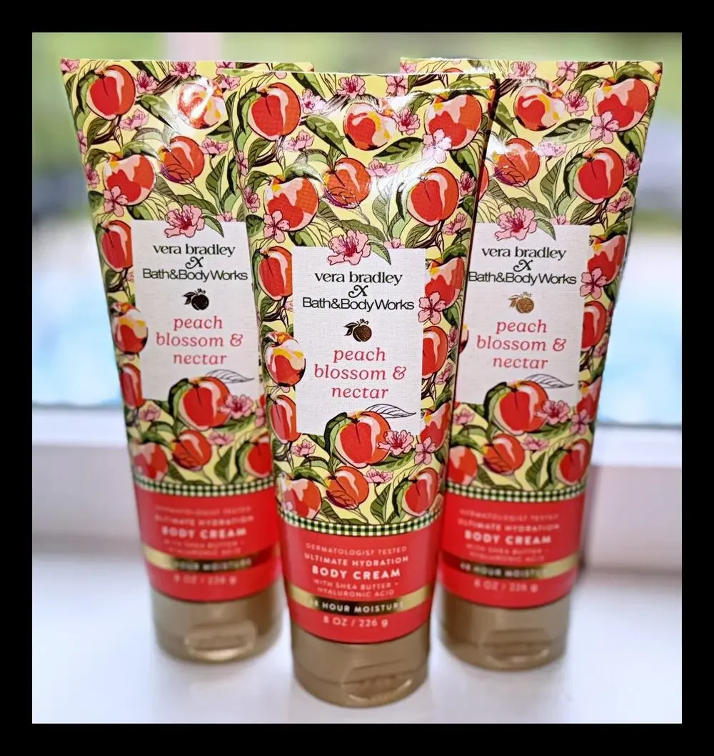 Bath & Body Works Peach Blossom & Nectar Vera Bradley Hydration Body Cream x3